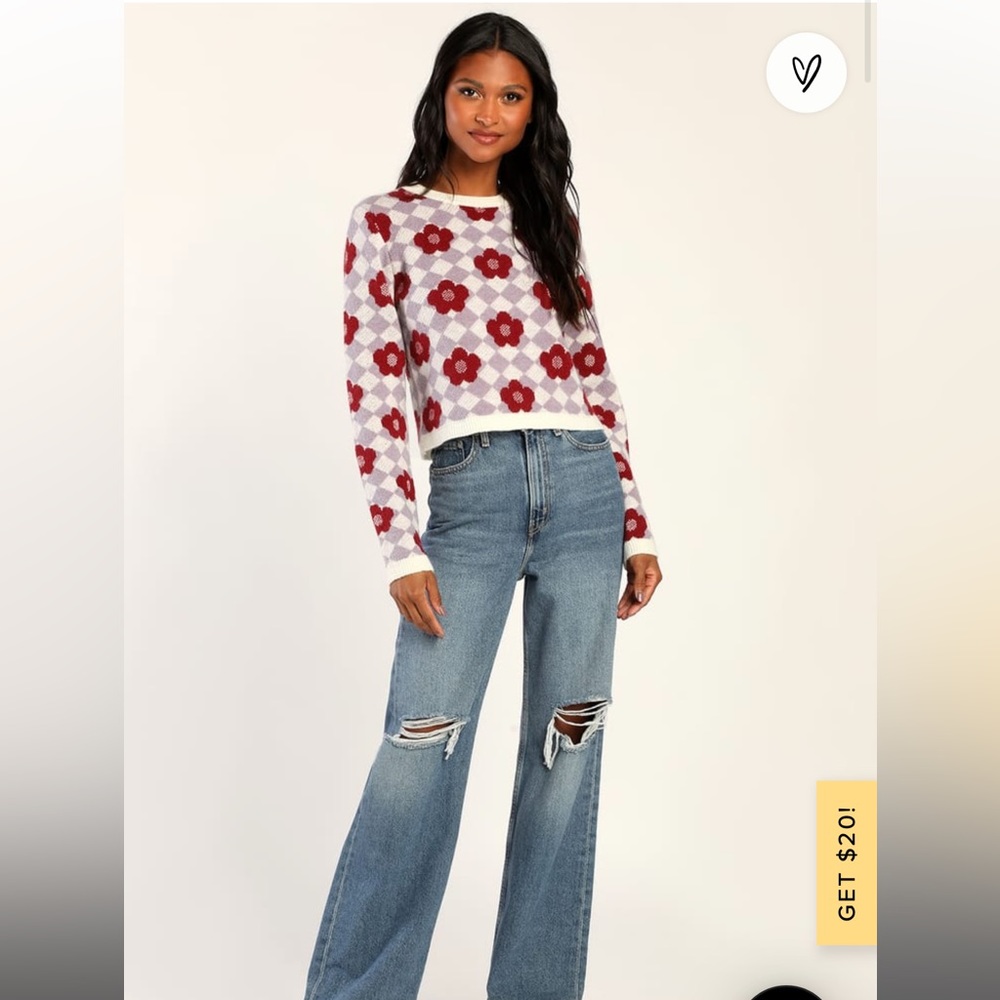 Lulu’s Checkered Floral Sweater